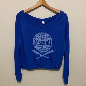 NWT Royal Blue Baseball Shirt, “Talk Baseball to Me”, Size Medium, Long Sleeve